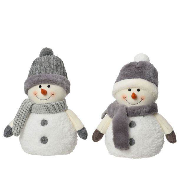 PRAZNIČNA FIGURA DECORIS SNEŽAK 29 CM BELO SIVE BARVE SORTIRANO