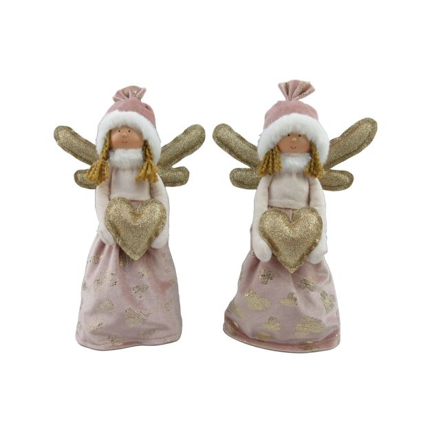 PRAZNIČNA FIGURA GLOSSTYLE ANGEL ROZA 20X12X30CM