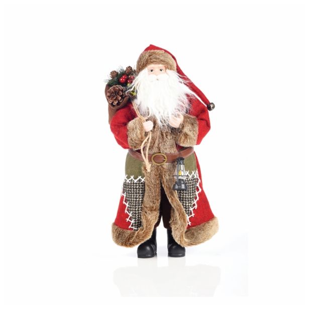 PRAZNIČNA FIGURA GLOSSTYLE BOŽIČEK TEKSTILNI 46 CM VIŠINE RDEČI IN ZELENI