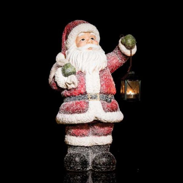 PRAZNIČNA FIGURA GLOSSTYLE BOŽIČEK Z LANTERNO 50 CM ZA ČAJNO SVEČKO RDEČI