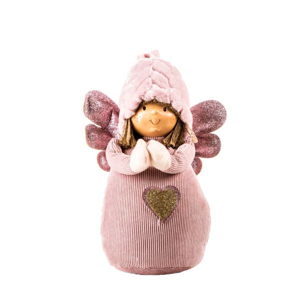 PRAZNIČNA FIGURA GLOSSTYLE DEKLICA 30 CM ROZA TEKSTILNA