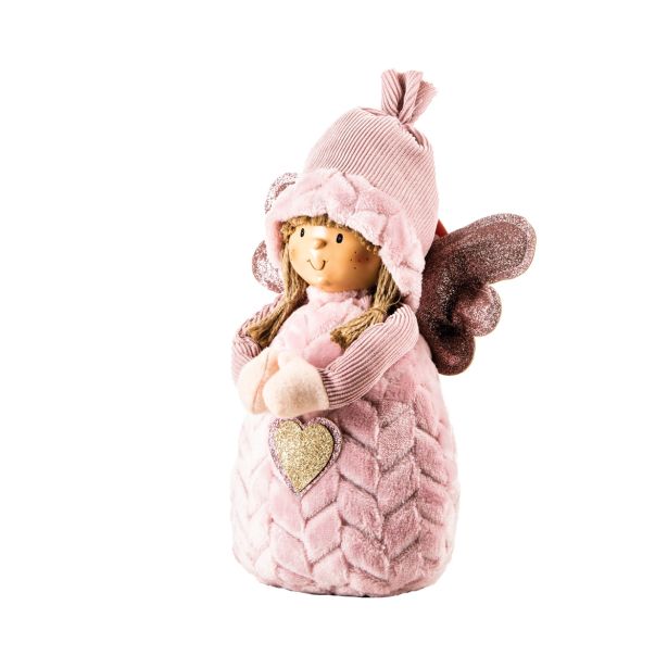 PRAZNIČNA FIGURA GLOSSTYLE DEKLICA 30 CM ROZA TEKSTILNA