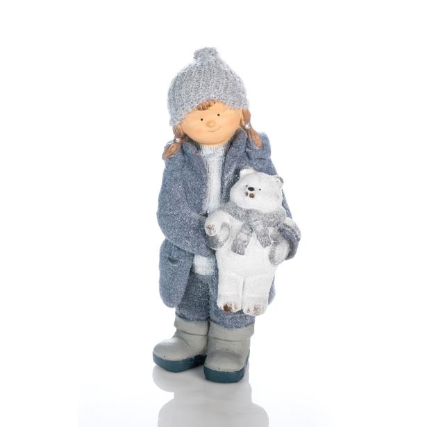 PRAZNIČNA FIGURA GLOSSTYLE DEKLICA MGO KREMIČNA 50 CM