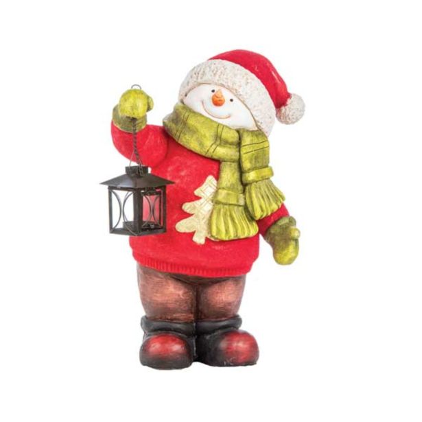 PRAZNIČNA FIGURA GLOSSTYLE SNEŽAK Z LANTERNO 42 CM ZA ČAJNO SVEČKO