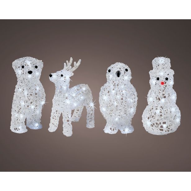 PRAZNIČNA FIGURA JELEN/MEDO/PINGVIN/SNEŽAK 20 LED LUČI, IP-44