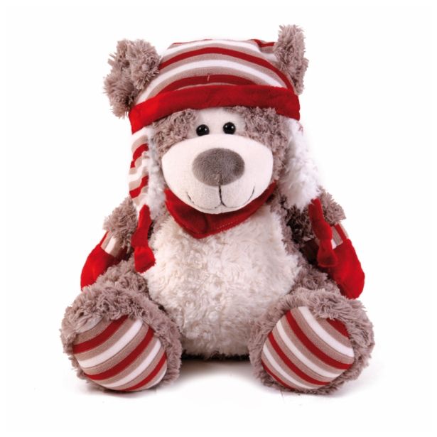 PRAZNIČNA FIGURA R+W MEDVED S KAPO 33 CM RDEČE BELI