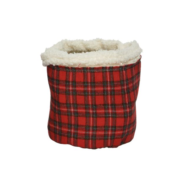 OKRASNA OKROGLA KOŠARA IZ POLIESTRA V RDEČO/ČRNI BARVI