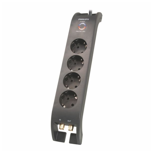 PRENAPETOSTNA ZAŠČITA PHILIPS 4 VTIČNICE 2M 1800J TV PODALJŠEK ČRN