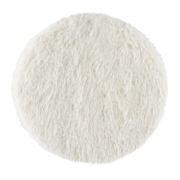 PREPROGA IZ UMETNEGA KRZNA, BELA BARVA, OKROGLA 38 CM