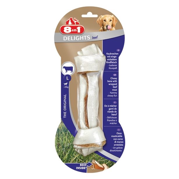 PRIBOLJŠEK ZA PSA 8 IN 1 KOSTI ZA ŽVEČENJE L GOVEDINA, 1 KOS