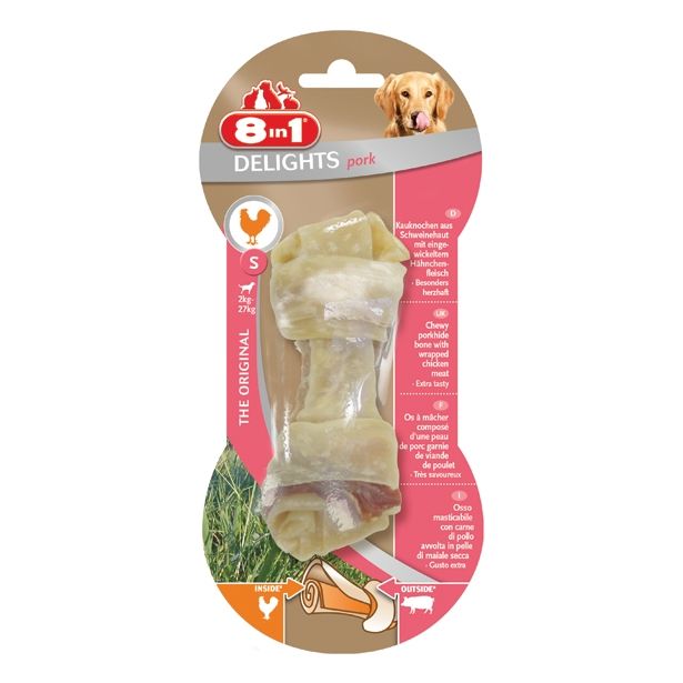 PRIBOLJŠEK ZA PSA 8 IN 1 KOSTI ZA ŽVEČENJE, S SVINJSKA KOŽA, 1 KOS