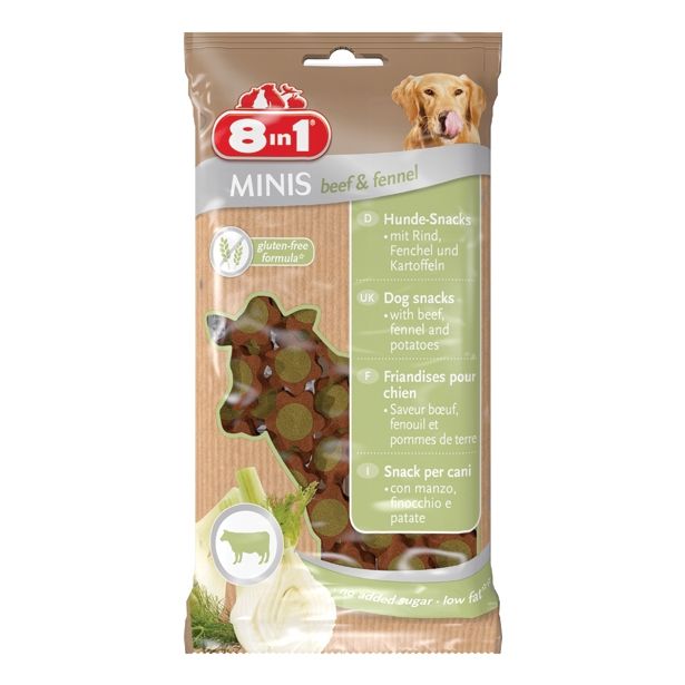 PRIBOLJŠEK ZA PSA 8 IN 1 MINIS ZA PSA GOVEDINA IN KOROMAČ, 100G