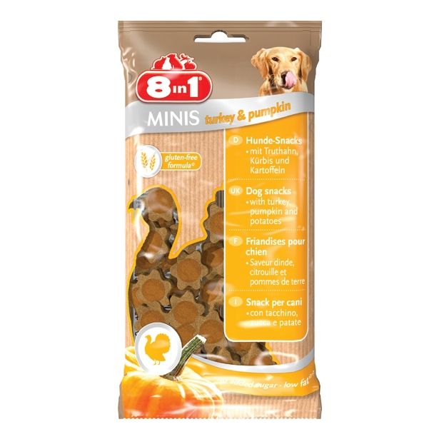 PRIBOLJŠEK ZA PSA 8 IN 1 MINIS ZA PSA PURAN IN BUČA, 100G