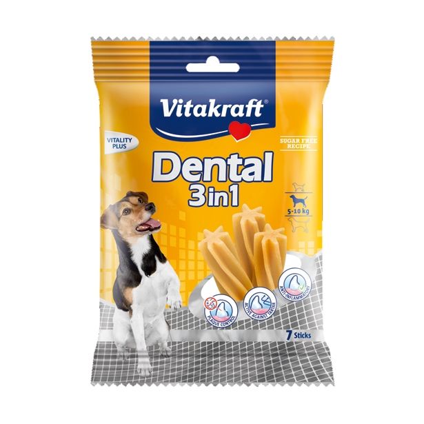 PRIBOLJŠEK ZA PSA VITAKRAFT DENTAL STICK 3 V 1 SMALL 120G/7KOS