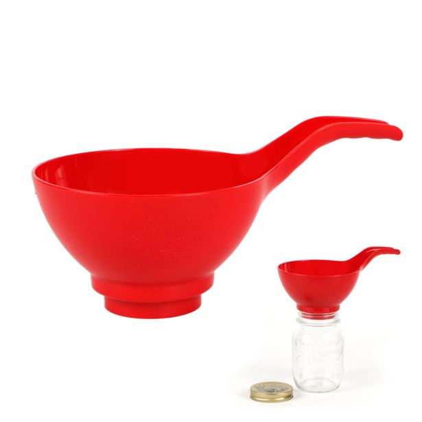 PRIPOMOČEK ZA ODCEJANJE LIJ ŠIROKO GRLO RDEČE BARVE 14 CM