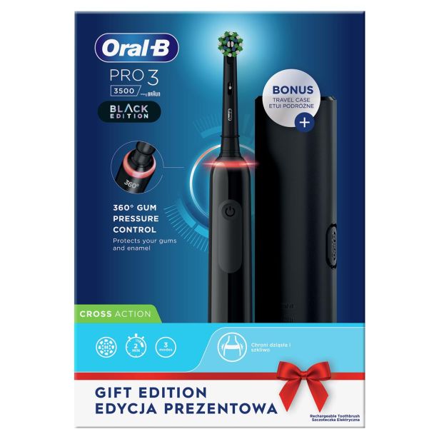 ELEKTRIČNA ZOBNA ŠČETKA ORALB PRO3 3500 CA ČRNA ETUI