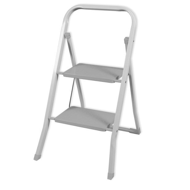 PROSTOSTOJEČA LESTEV  ARTEX 2 STOPNIČNA, KOVINSKA, BELE BARVE