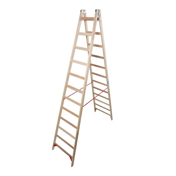 PROSTOSTOJEČA LESTEV KRAUSE STABILO 2X12 STOPNIC LESENA 3.15M