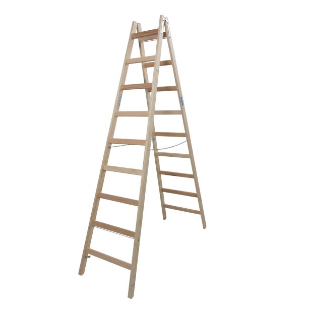 PROSTOSTOJEČA LESTEV KRAUSE STABILO 2X9 STOPNIC LESENA 2.4M
