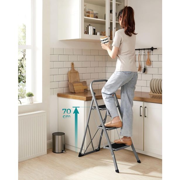 PROSTOSTOJEČA LESTEV SONGMICS GSL003GY01 TROJNA STOPNICA/PRUČKA