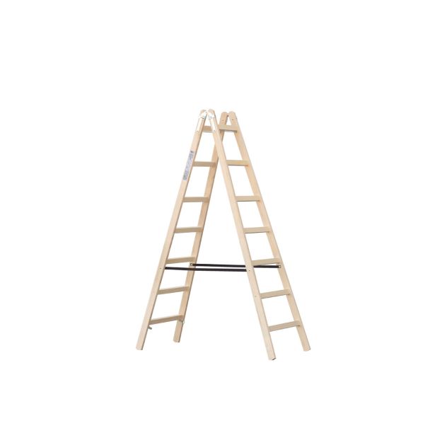 PROSTOSTOJEČA LESTEV ŽAŽE 2X7 STOPNIC LESENA A7 2.19M