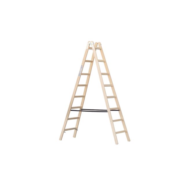 PROSTOSTOJEČA LESTEV ŽAŽE 2X8 STOPNIC LESENA A8 2.46M