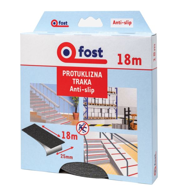 VEČNAMENSKI LEPILNI TRAK FOST PROTIZDRSNI ČRN 18 M X 25 MM