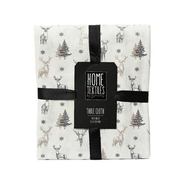 PRT DECORIS 140X180 CM, BOMBAŽ, BEL, SMREČICE IN JELENČKI