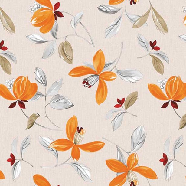 PRT NA ROLI NESE COLIBRI, CVETJE ORANŽNO ŠIRINA 120 CM