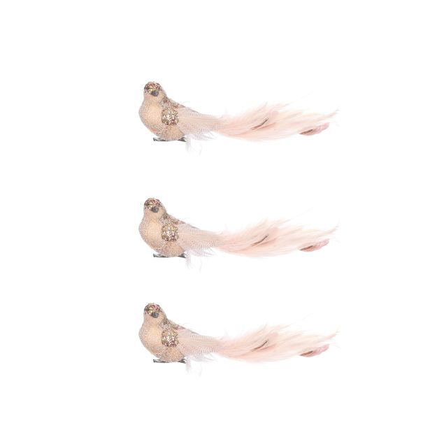 OKRASEK ZA JELKO HOUSE OF SEASONS PTIČ KLIP SVETLO ROZA 18CM