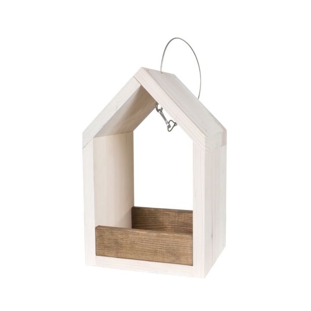 PTIČJA HIŠICA BELO RJAVA 14X17X27 CM Z ZANKO