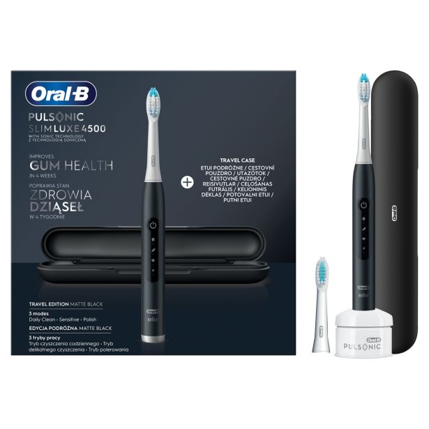 ELEKTRIČNA ZOBNA ŠČETKA ORAL B PULSONIC SLIM LUXE 4500 MATTE BLACK TRAVEL