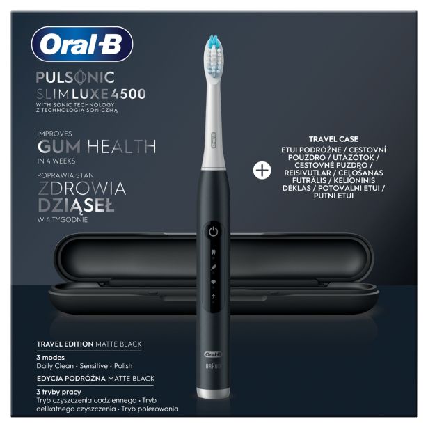 ELEKTRIČNA ZOBNA ŠČETKA ORAL B PULSONIC SLIM LUXE 4500 MATTE BLACK TRAVEL