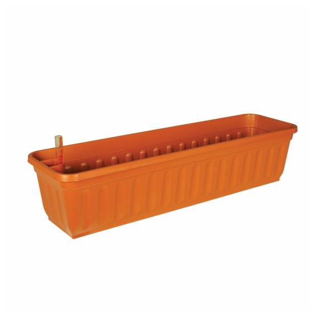 PE KORITO Z VODNO REZERVO ALPFA 60 CM TEMNO RJAV