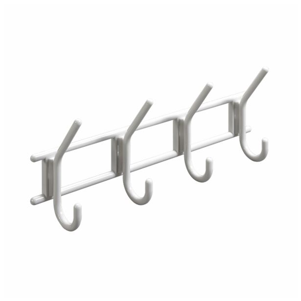 PVC GARDEROBNI OBEŠALNIK HETTICH DIY, 370X150X70 MM, 4 KLJUKE, BELA
