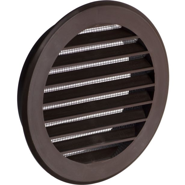 ZRAČNIK BREZ REGULACIJE AIRROXY PVC OKROGLI VGRADNI Z MREŽICO FI 80 RJAVI