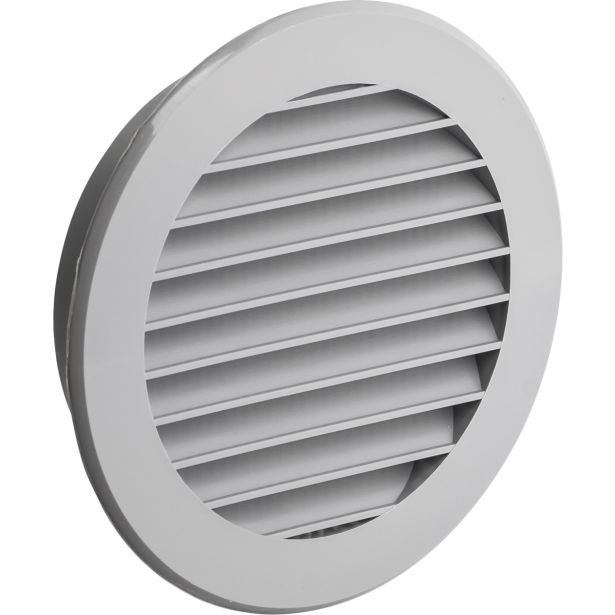 ZRAČNIK BREZ REGULACIJE AIRROXY PVC OKROGLI VGRADNI Z MREŽICO FI 80 SIVI