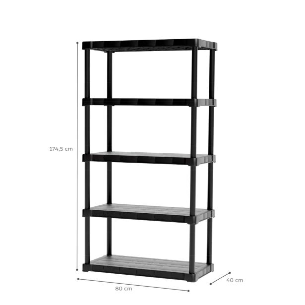 PVC REGAL PRACTIC 174.5X80X40 CM 5P/50KG ČRN