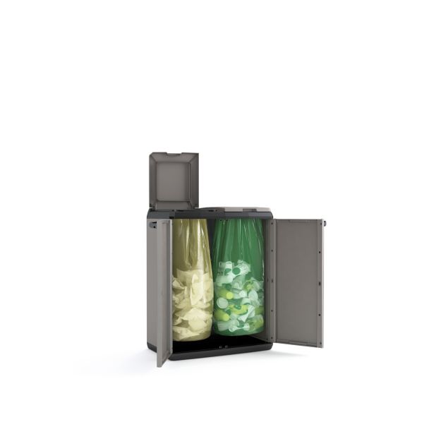 OMARA KETER SPLIT - BASIC CABINET, NAMENJENA ZA LOČEVANJE ODPADKOV SIVA/ČRNA 85X68X39 CM / 2X110 L