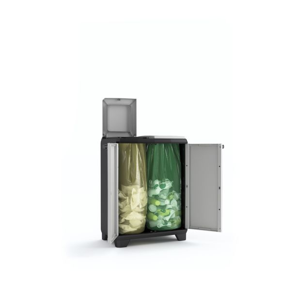 OMARA KETER SPLIT - PREMIUM CABINET, NAMENJENA ZA LOČEVANJE ODPADKOV ČRNO-SIVA 92X68X39 CM / 2X110 L