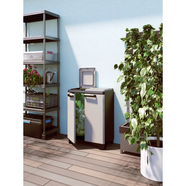 OMARA KETER SPLIT - PREMIUM CABINET, NAMENJENA ZA LOČEVANJE ODPADKOV ČRNO-SIVA 92X68X39 CM / 2X110 L