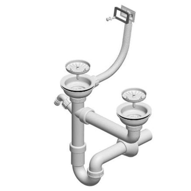 PVC SIFON ZA KORITO LIV 40 MM DVOJNI "S" 115 MM 1X KVADRATNI PRELIV
