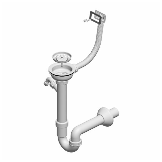 PVC SIFON ZA KORITO LIV 40 MM ENOJNI "S" 115 MM GIBLJIVI KVADRATNI PRELIV