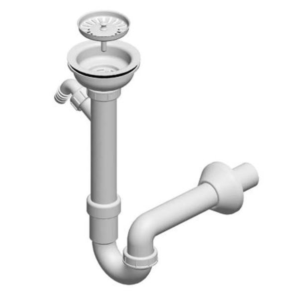 PVC SIFON ZA KORITO LIV 40 MM ENOJNI "S" FI 115 S PRIKLJUČKOM