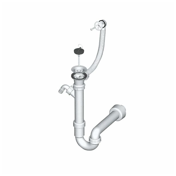 PVC SIFON ZA KORITO LIV ENOJNI S PRIKLJUČKOM IN OKROG.GIB.PRELIVOM, FI 70