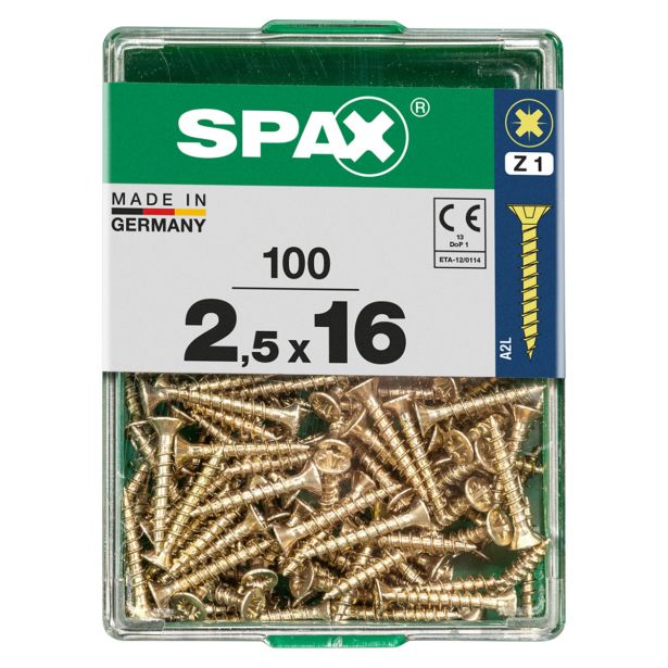 UNIVERZALNI VIJAK SPAX PZ 2.5X16 YELLOX A2G V ZAVITKU 100KOS