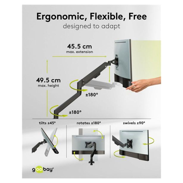 RAČUNALNIŠKI DODATEK GOOBAY NOSILEC NAMIZNO DUAL MOUNT WITH GAS SPEING 17