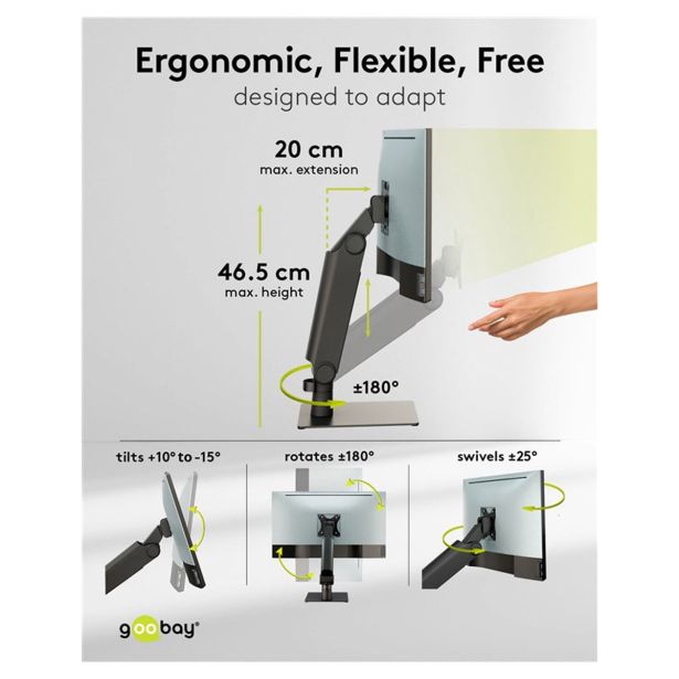 RAČUNALNIŠKI DODATEK GOOBAY NOSILEC NAMIZNO SIGLE FREESTANDING 17" TO 32"