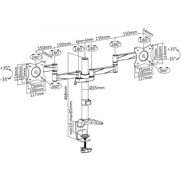 RAČUNALNIŠKI DODATEK ICY BOX DVOJNI NOSILEC DO 27"