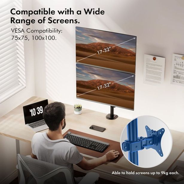 RAČUNALNIŠKI DODATEK VONHAUS NOSILEC ZA MONITOR 32" DVOJNI,VERTIKALNI,NAMIZNI